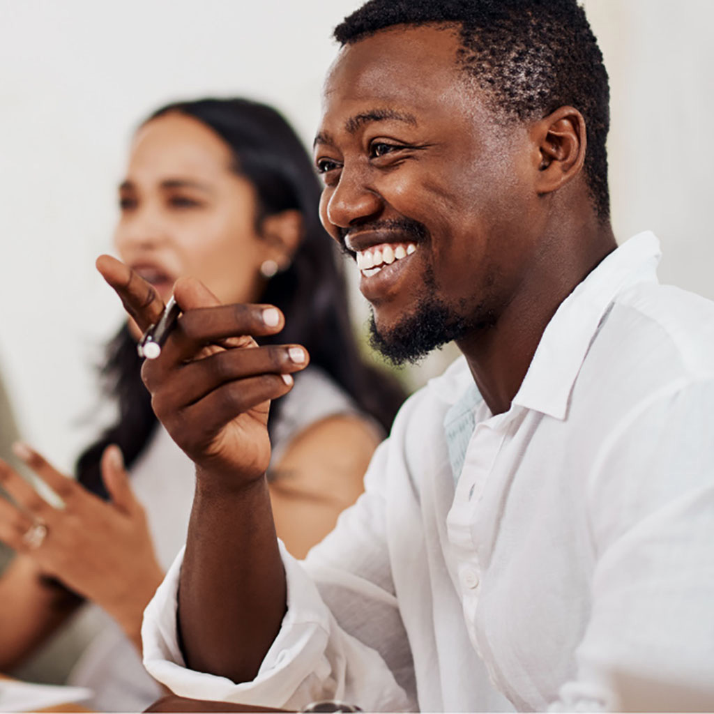 Addison Group's our best work page. A person smiling.