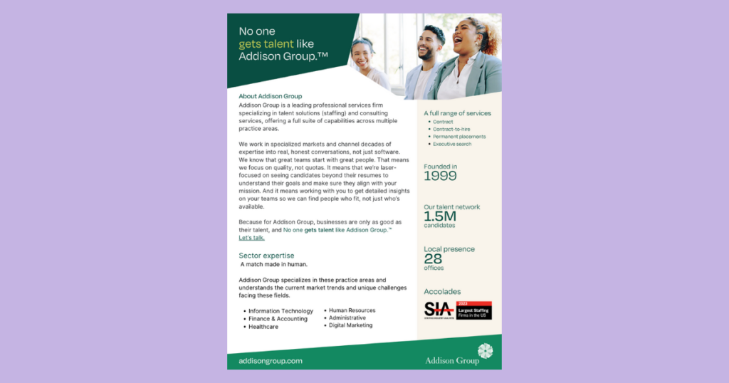 Addison Group Handout About
