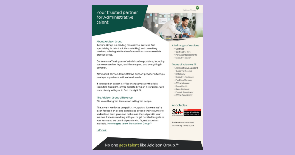 Addison Group Practice Area Administrative Informational Handout